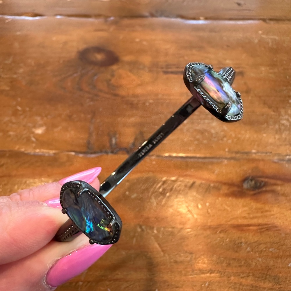 Kendra Scott gunmetal and abalone Elton cuff bracelet